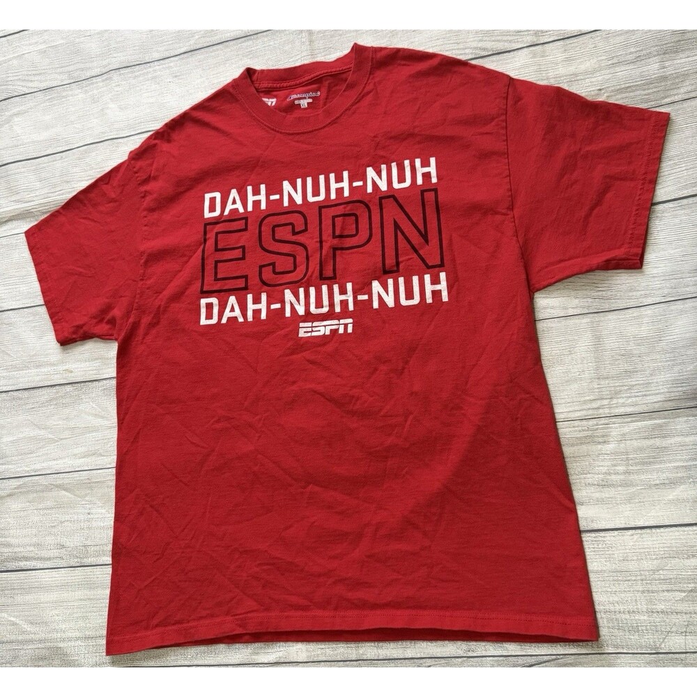 ESPN DAH NUH NUH Graphic T Shirt by Champion Sportscenter Size XL Red NCAA NBA